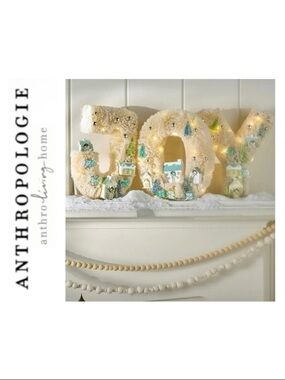 Anthropologie Festive Sisal Light-Up Diorama Christmas "JOY" New In Box